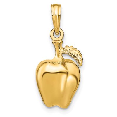 3-D Apple with Stem and Leaf Charm 14k Gold, MPN: K7358, UPC: 63721814301