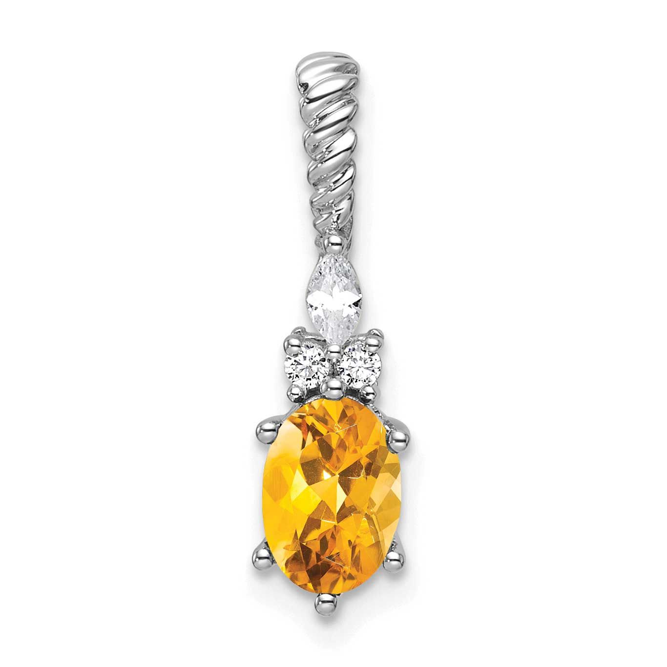 Polished Diamond and Citrine Twisted Chain Slide 21.8 Inch 14k White Gold, MPN: PM9791-CI-009-WAA, …