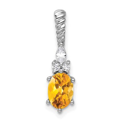 Polished Diamond and Citrine Twisted Chain Slide 21.8 Inch 14k White Gold, MPN: PM9791-CI-009-WAA, …