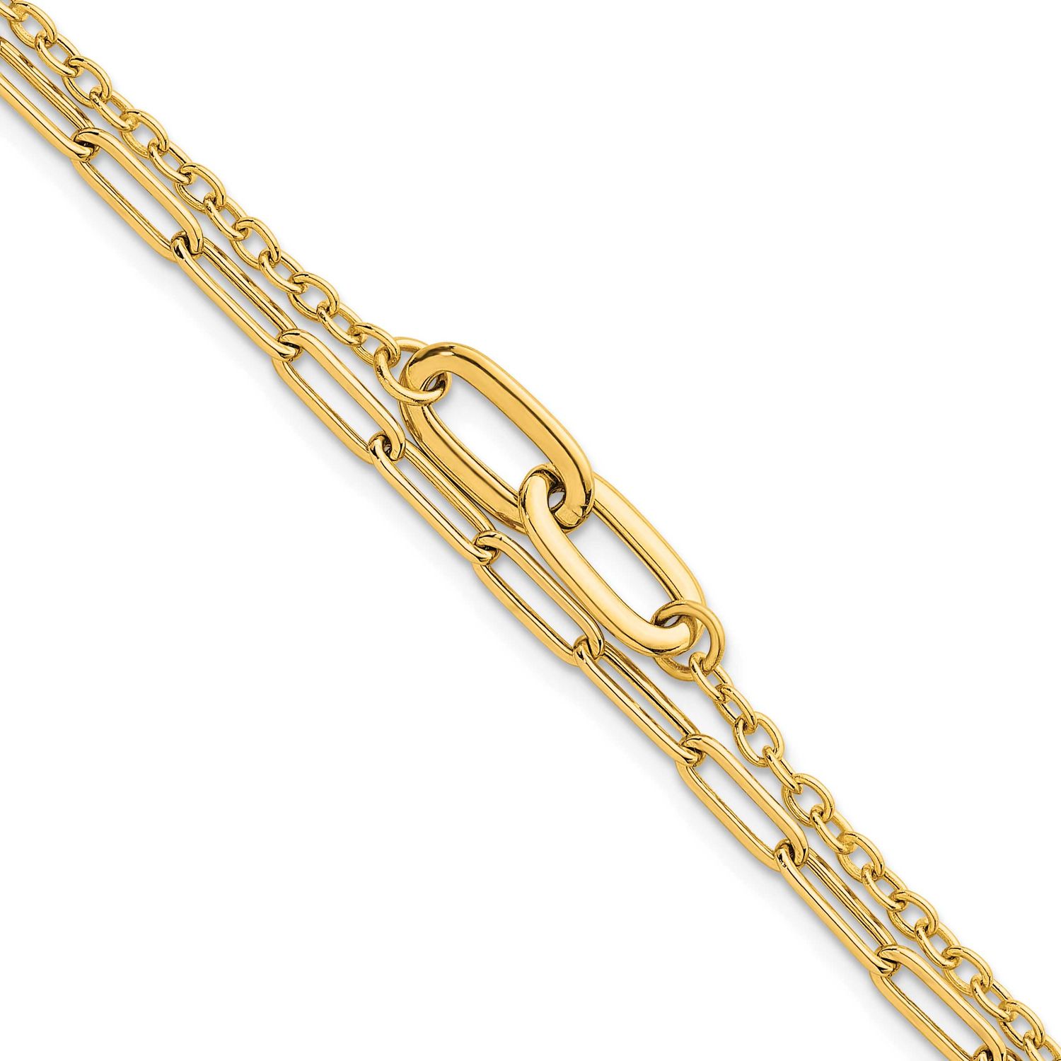 Paperclip Double Strand 7.5 Inch Bracelet 14k Gold Polished, MPN: SF3122-7.5, UPC: