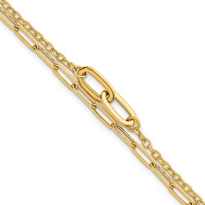 Paperclip Double Strand 7.5 Inch Bracelet 14k Gold Polished, MPN: SF3122-7.5, UPC: