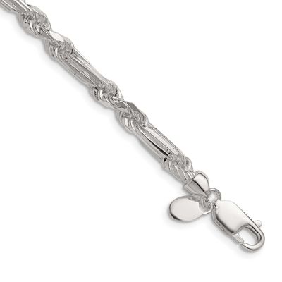4.75mm Diamond-cut Figarope Chain 18 Inch Sterling Silver, MPN: QFGR090-18, UPC: