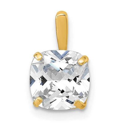 Cushion 8mm CZ Solitaire Pendant 10k Gold Polished, MPN: 10C4979, UPC: