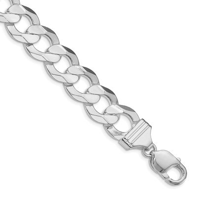 14.0mm Concave Beveled Curb Chain 9 Inch Sterling Silver Rhodium-Plated, MPN: QCBC350R-9, UPC: