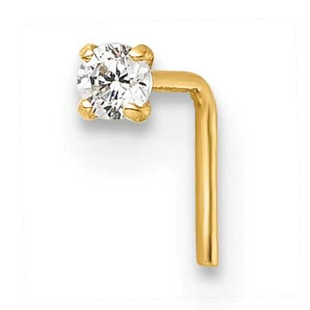 23 Gauge 2.0mm CZ Nose Stud 10k Gold Polished, MPN: 10BD207, UPC: