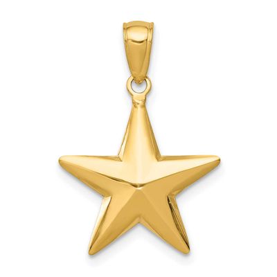3-D Star Pendant 14k Gold Polished, MPN: D3725, UPC: 637218130948