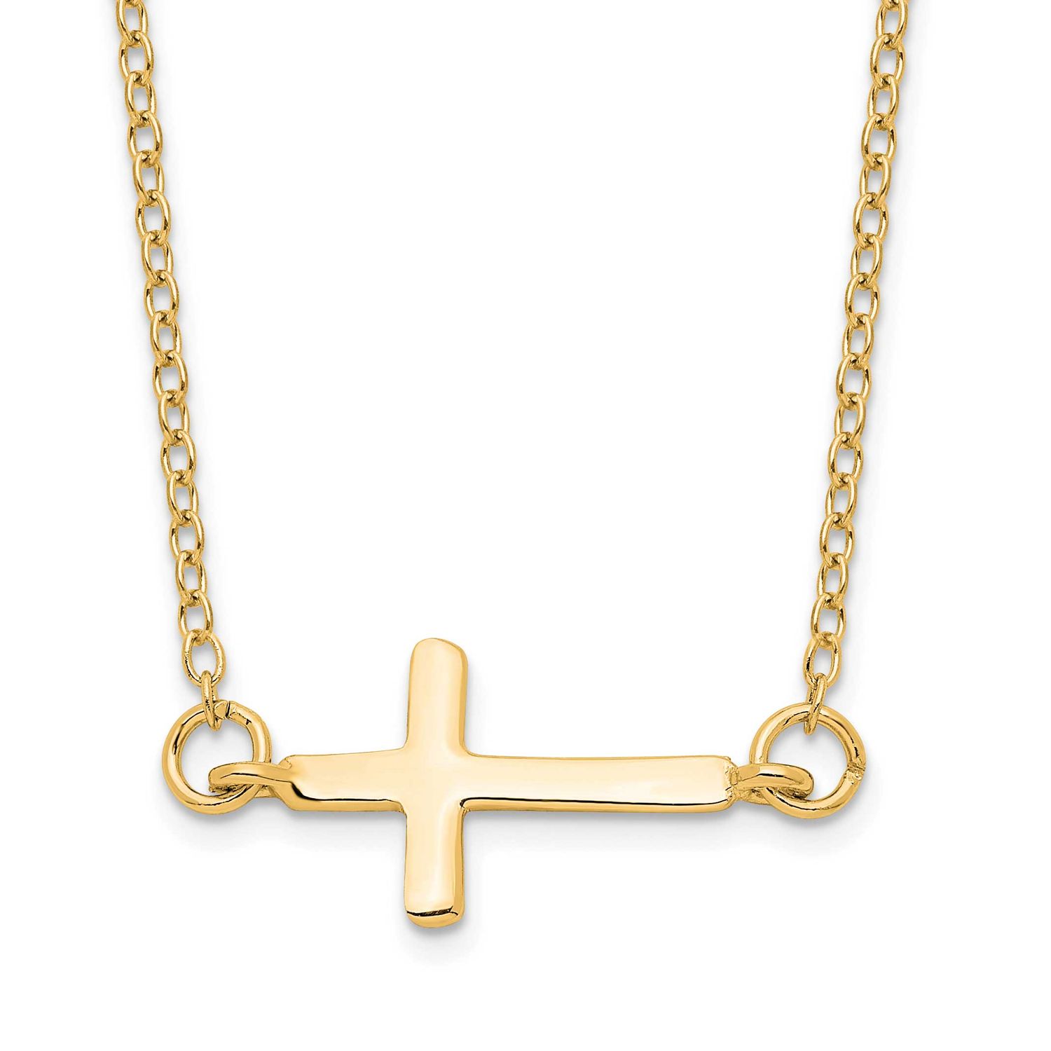 2 Inch Extender Sideways Cross Necklace Sterling Silver Gold-Tone, MPN: QG4410GP-16, UPC: