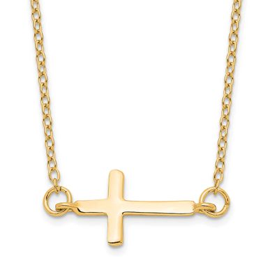 2 Inch Extender Sideways Cross Necklace Sterling Silver Gold-Tone, MPN: QG4410GP-16, UPC: