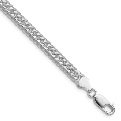 5.7mm Double Diamond-Cut Curb Chain 7 Inch Sterling Silver Rhodium-Plated, MPN: QDD120R-7, UPC: