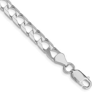 6.25mm Diamond-cut Square Curb Chain 9 Inch Sterling Silver Rhodium-Plated, MPN: QFOC220R-9, UPC: