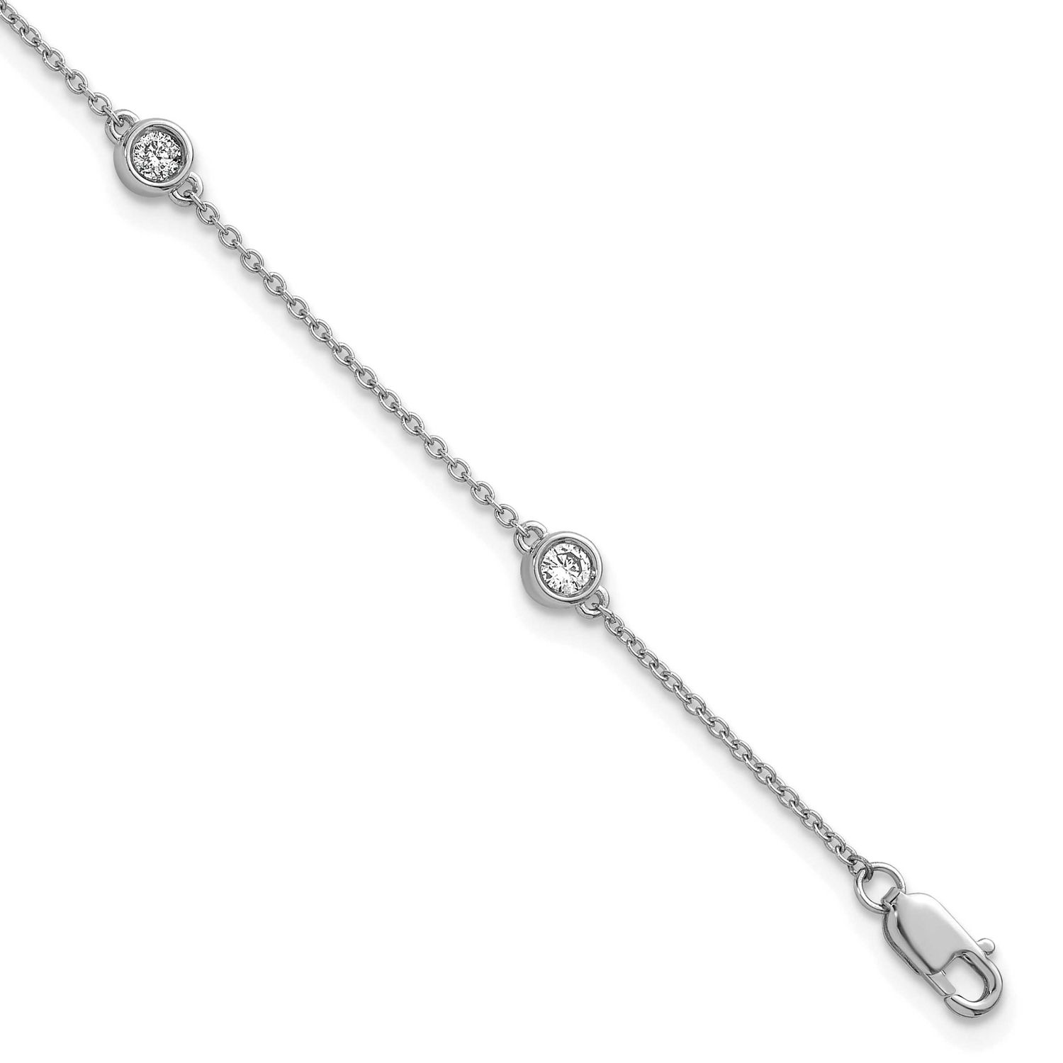 Diamond Station Cable Bracelet 14k White Gold, MPN: PM1015-030-WA-7, UPC: