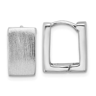 Brushed Square Hinged Hoop Earrings Sterling Silver Rhodium-Plated, MPN: QE17929, UPC: