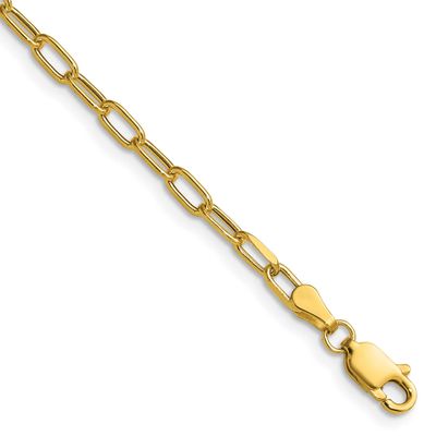 3.0mm Semi-Solid Beveled Paperclip Chain 7 Inch 14k Gold, MPN: BC207-7, UPC: