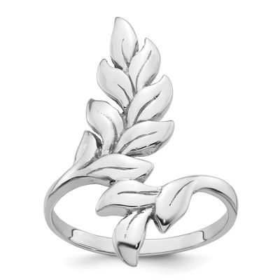 Polished Leaf Ring Sterling Silver Rhodium-Plated, MPN: QR7690, UPC: