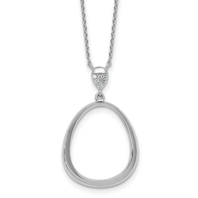 CZ Teardrop 17.5 Inch Necklace Sterling Silver Rhodium-Plated Polished, MPN: QG7070-17.5, UPC: