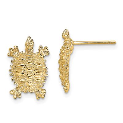 Land Turtle Post Earrings 14k Gold, MPN: TE774, UPC: 637218036479