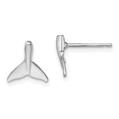 De-Ani Polished Mini Whale Tail Post Earrings Sterling Silver Rhodium-Plated, MPN: QE15518, UPC: 63…