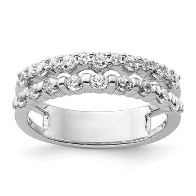 Polished Diamond Double Band Fashion Ring 14k White Gold, MPN: RM9427-075-WAA, UPC: