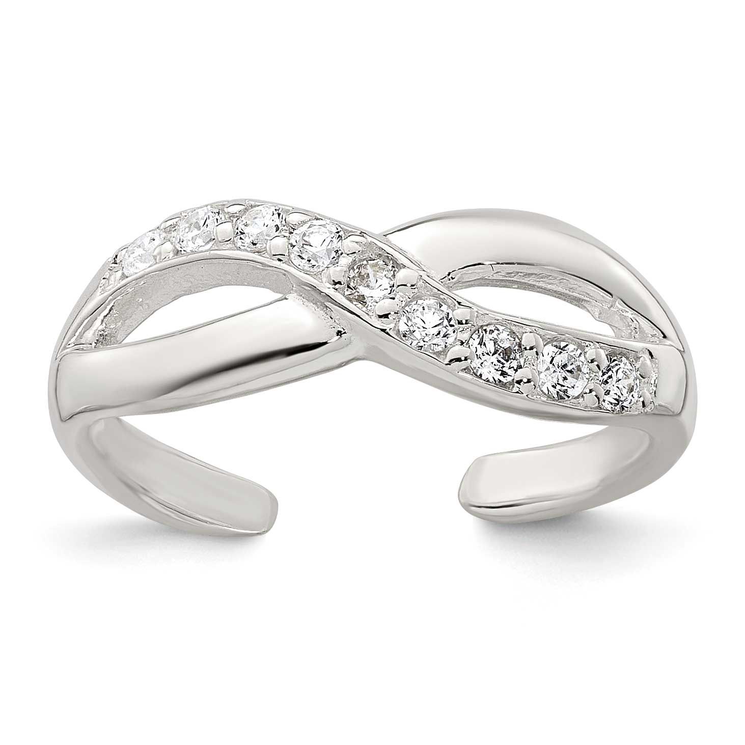 CZ Infinity Adjustable Toe Ring Sterling Silver Polished, MPN: QR7678, UPC: