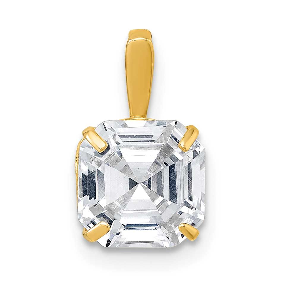 8mm CZ Modified Square Cut Pendant 10k Gold Polished, MPN: 10C4980, UPC: