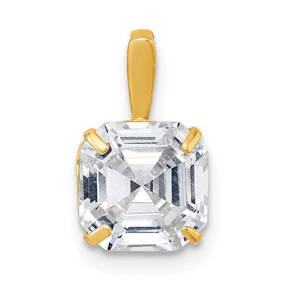8mm CZ Modified Square Cut Pendant 10k Gold Polished, MPN: 10C4980, UPC: