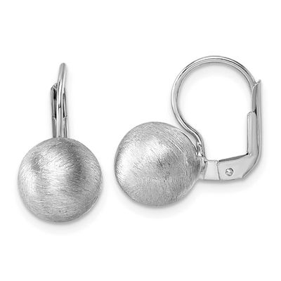 Scratch Finish Ball Leverback Earrings Sterling Silver Rhodium-Plated, MPN: QE18040, UPC: