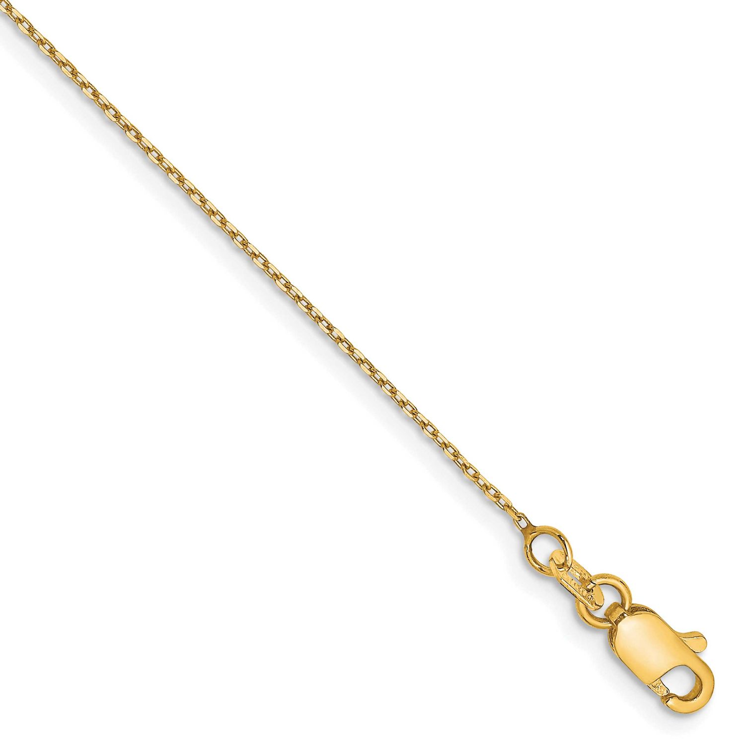 0.8mm Diamond-cut Forzantine Cable Chain Anklet 10 Inch 14k Gold, MPN: PEN338-10, UPC: