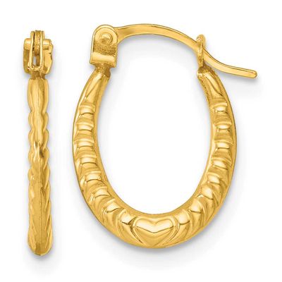 Heart Oval Hoop Earrings 14k Gold Polished, MPN: TL1181, UPC: