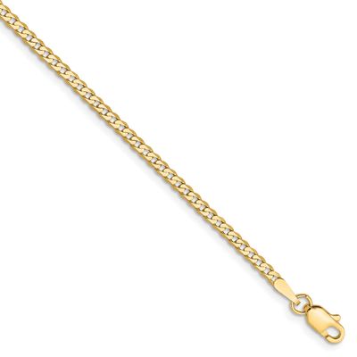 2.2mm Flat Beveled Curb Chain 9 Inch 14k White Gold, MPN: WFBU060-9, UPC: