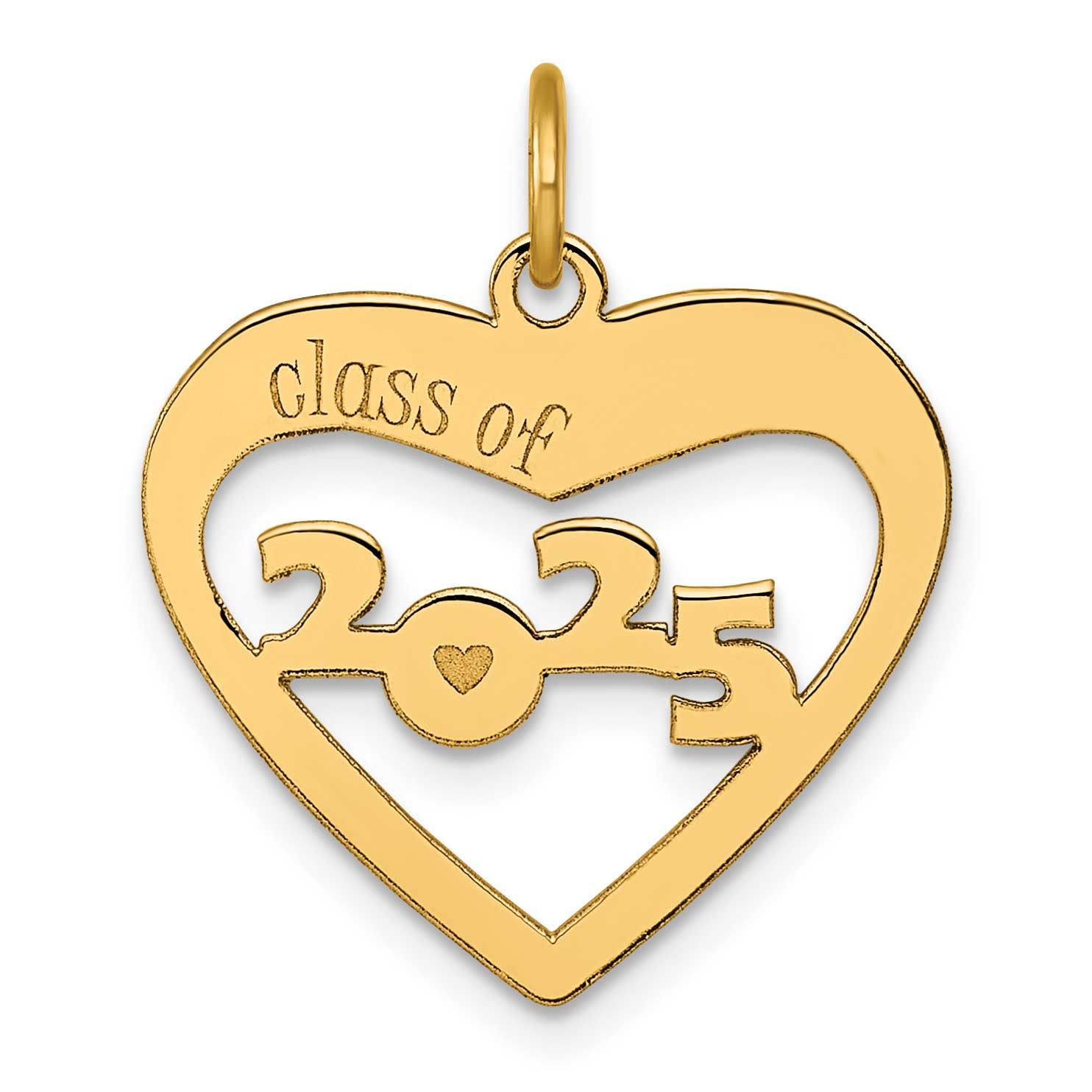 Class of 2025 Cut Out Heart Charm 14k Gold Polished, MPN: YC1543-25, UPC: