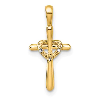 Diamond Cross with Heart Pendant 14k Gold, MPN: PM4992-001-YA, UPC:
