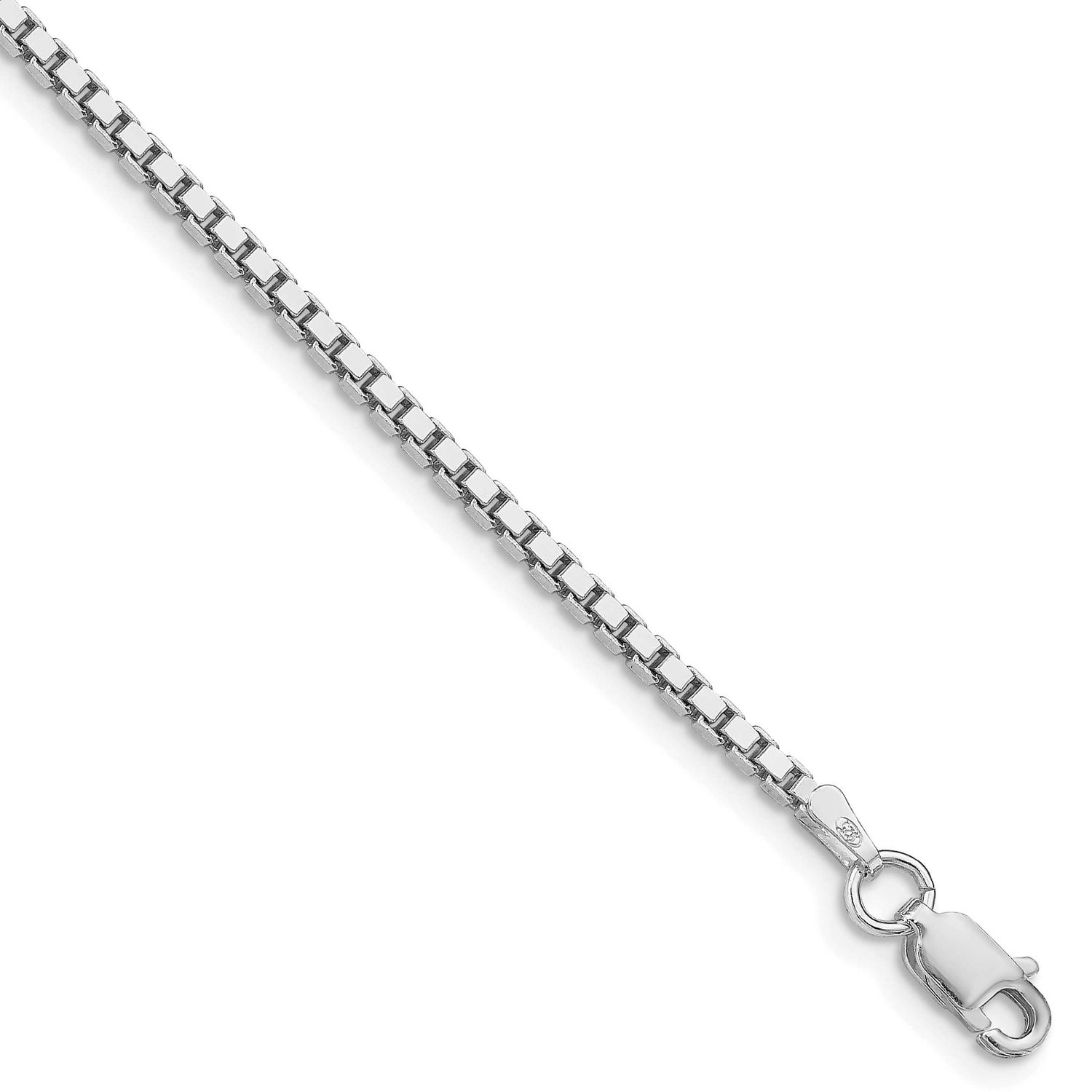 1.9mm Box Chain 8 Inch Sterling Silver Rhodium-Plated, MPN: QBX037R-8, UPC: