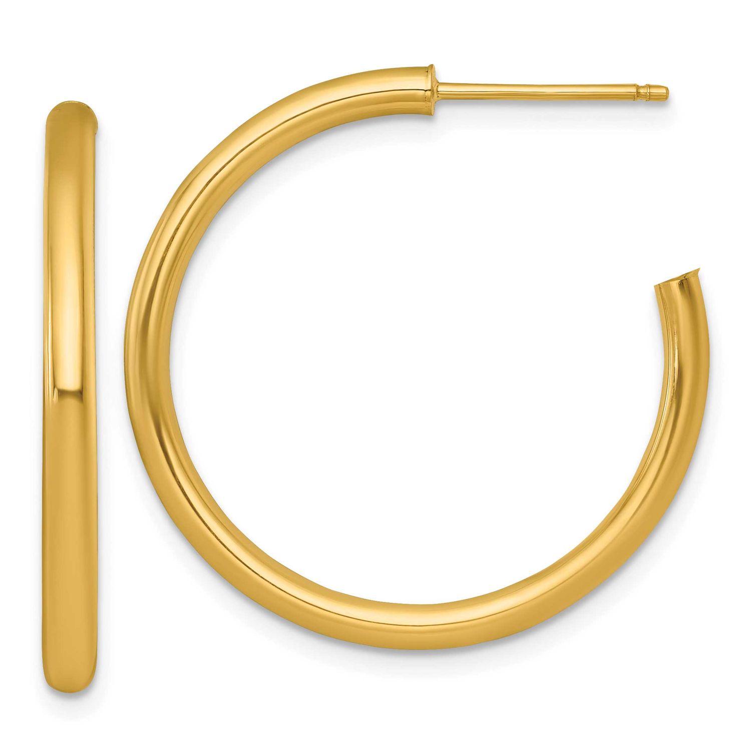 2.5 x 30mm Polished Post Hoop Earrings 14k Gold, MPN: TF2520, UPC: