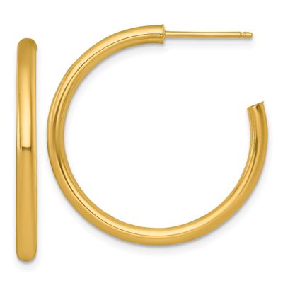 2.5 x 30mm Polished Post Hoop Earrings 14k Gold, MPN: TF2520, UPC: