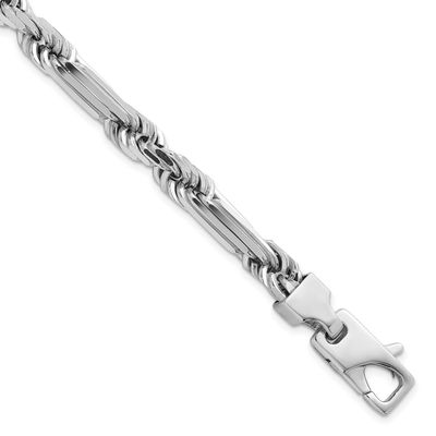 Polished Figaro Rope 8mm 8 Inch Bracelet Sterling Silver Rhodium-Plated, MPN: QG6930-8, UPC: