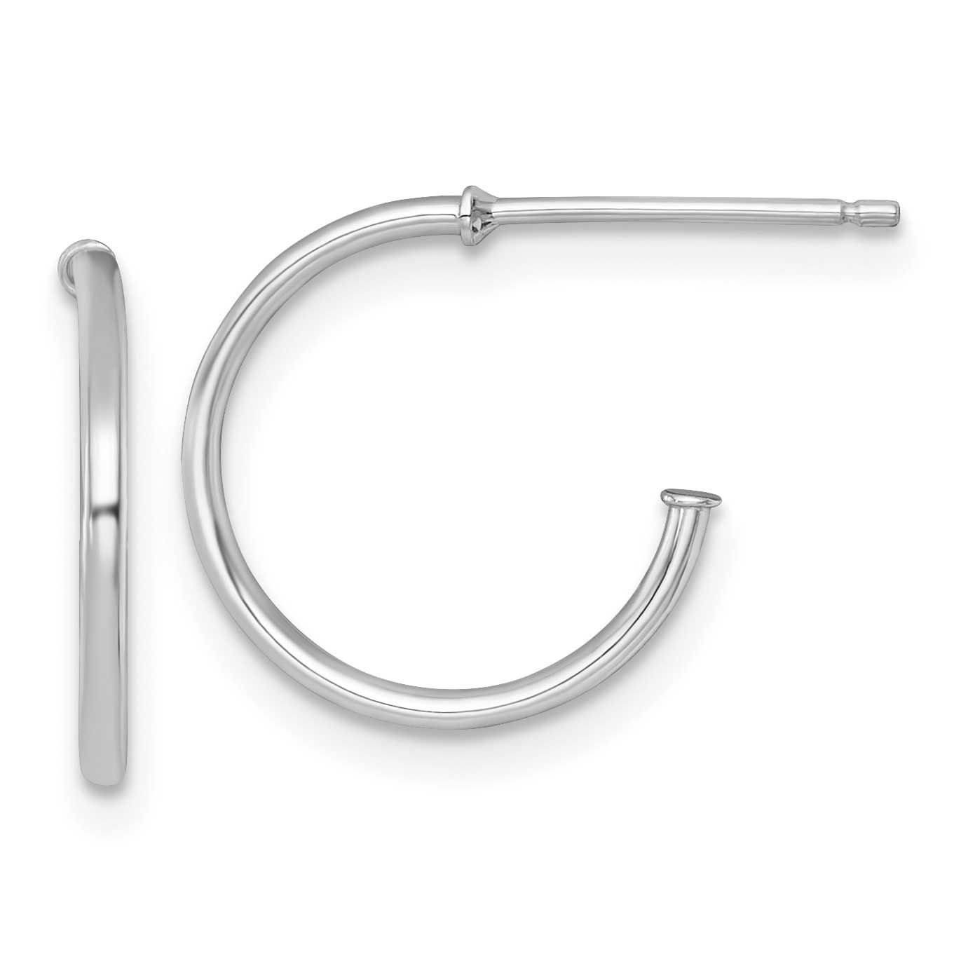 1.2 x 14mm Polished Post Hoop Earrings 14k White Gold, MPN: TF2480W, UPC: