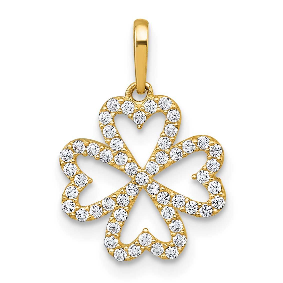 CZ 4 Leaf Clover Pendant 10k Gold Polished, MPN: 10C4989, UPC: