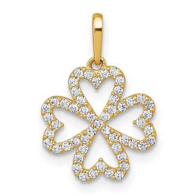 CZ 4 Leaf Clover Pendant 10k Gold Polished, MPN: 10C4989, UPC: