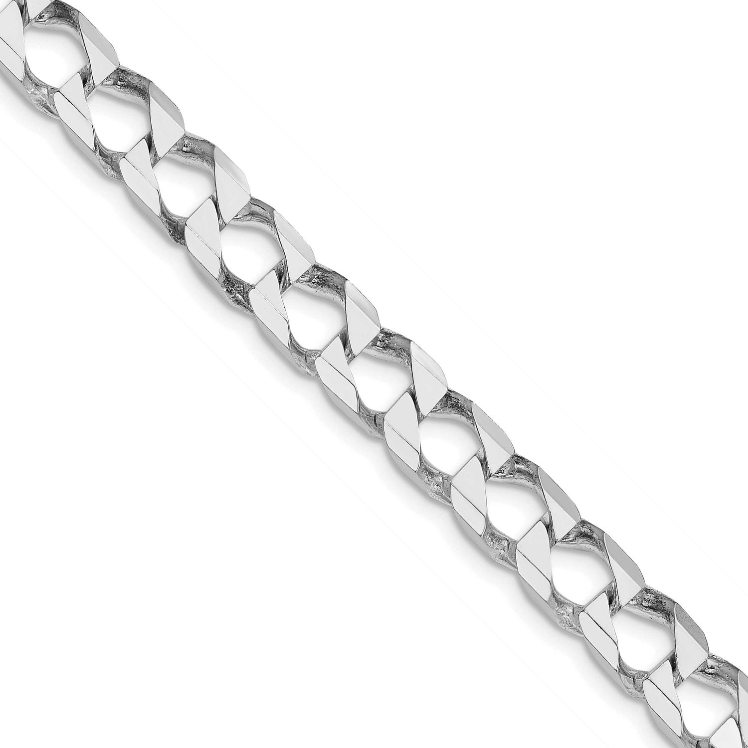 7.2mm Diamond-cut Square Curb Chain 24 Inch Sterling Silver Rhodium-Plated, MPN: QFOC250R-24, UPC: