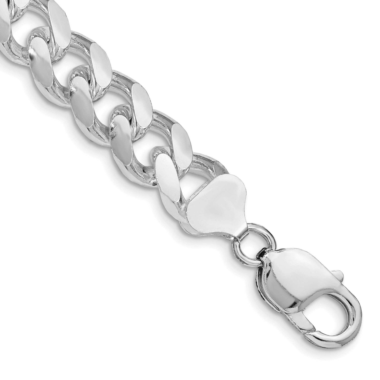 10.5mm Domed with Side Diamond-cut Curb Chain 8 Inch Sterling Silver Rhodium-Plated, MPN: QRC300R-8…