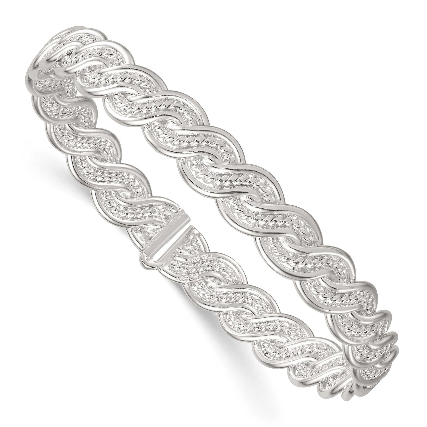 Twisted and Woven Flexible Bangle Sterling Silver Polished, MPN: QB1584, UPC: