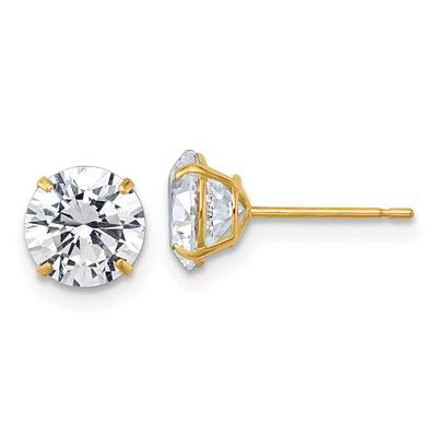 7mm CZ Round Post Earrings 10k Gold Polished, MPN: 10ER394, UPC: