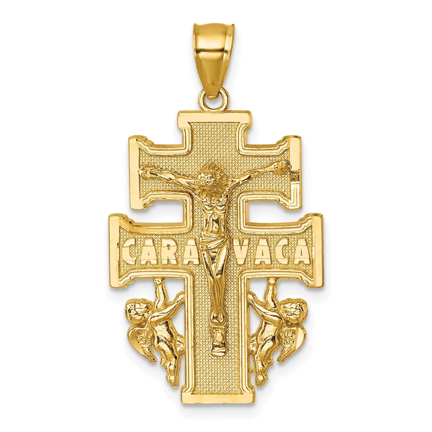 Textured Cara Vaca Cross Pendant 14k Gold Polished, MPN: K10101, UPC: