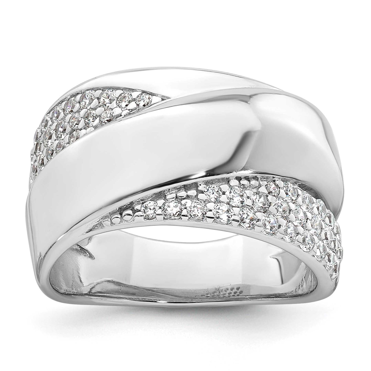 Polished Fancy CZ Ring Sterling Silver Rhodium-Plated, MPN: QR7731, UPC: