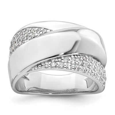 Polished Fancy CZ Ring Sterling Silver Rhodium-Plated, MPN: QR7731, UPC: