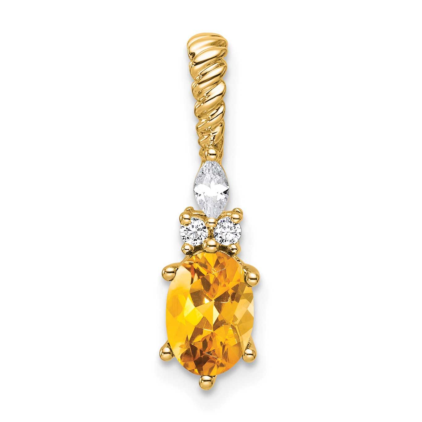 Diamond and Citrine Twisted Chain Slide 21.8 Inch 14k Gold Polished, MPN: PM9791-CI-009-YAA, UPC: