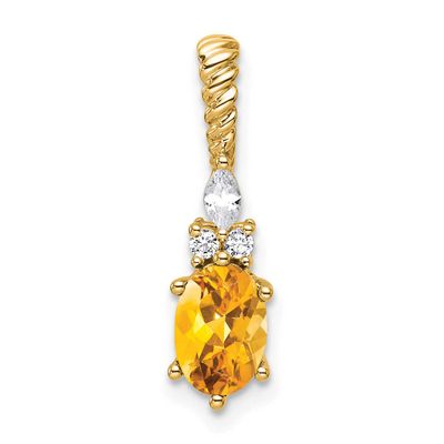 Diamond and Citrine Twisted Chain Slide 21.8 Inch 14k Gold Polished, MPN: PM9791-CI-009-YAA, UPC: