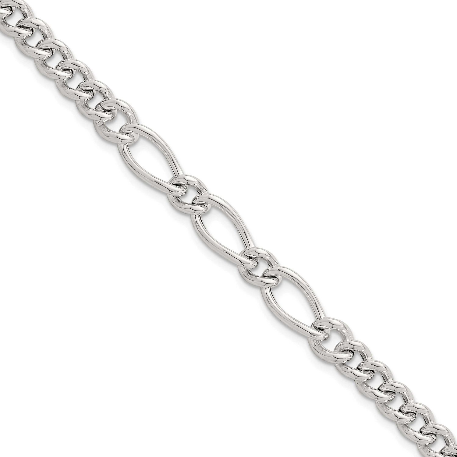 Mixed Curb Link 6.75 Inch with 1 Inch Extension Bracelet Sterling Silver Polished, MPN: QG6820-6.75…
