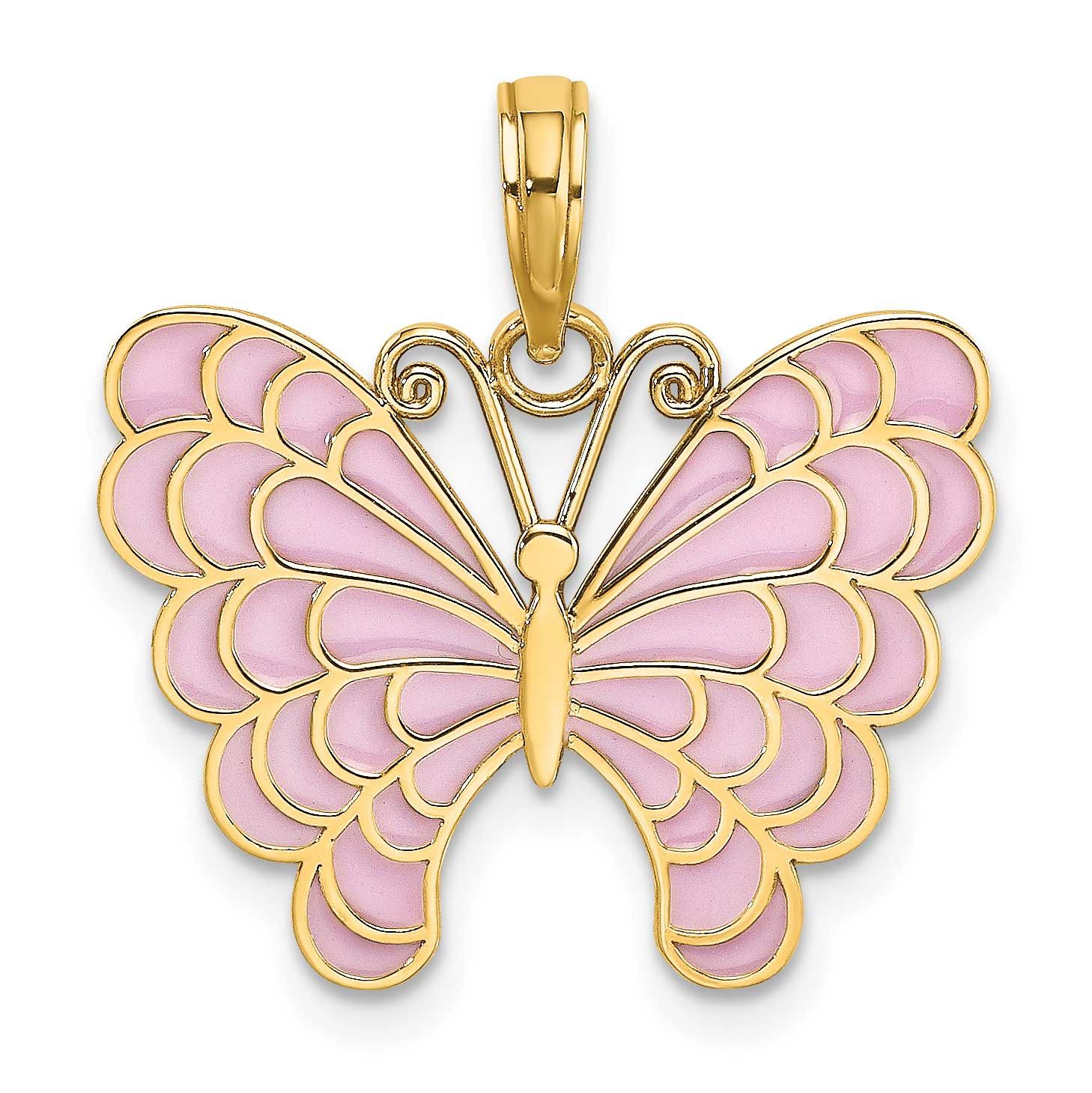 Lavender Enameled Butterfly Pendant 14k Gold, MPN: K8618, UPC: 637218144051