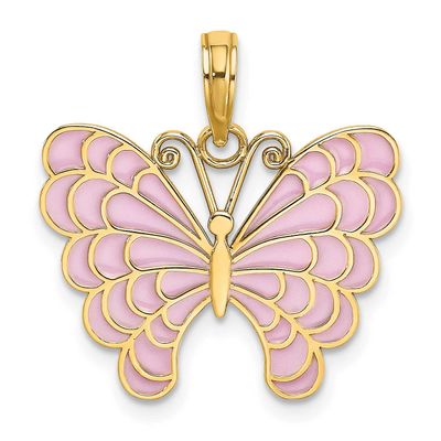 Lavender Enameled Butterfly Pendant 14k Gold, MPN: K8618, UPC: 637218144051